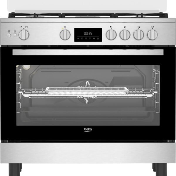 Beko, Gas Cooker, 90 cm, 5 Burners, Black x Silver. BGGR 11225 GXA