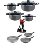 Tefal Natural Cook Set 15 Pieces 4 Pots Glass Lid (18-20-24-26) Frying Pan (20-22) Wok 28 + Distribution Set - 6221064006805