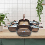 ⁦نيوفلام طقم اواني طهي جرانيت 10 قطع RH-AD-S10 متعدد الالوان⁩ - الصورة ⁦4⁩