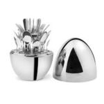 طقم شوك وملاعق 24 قطعه علي شكل بيضه PIRLANTA BLACK-24