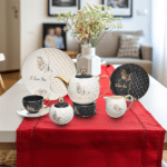 Oxford 25-Piece Tea Set, White & Black, SC22-6-B2