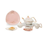 Oxford SC22-3-F3 24-Piece Tea Set, White x Pink - Image 2