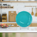 Flat plate, 27 cm, Harlic turquoise porcelain, from Kutahya