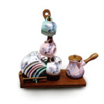 الاندلس طقم قهوه مشجر علي حامل COF165 متعدد الالوان