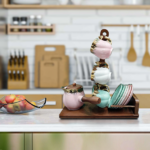 الاندلس طقم قهوه علي حامل C2255 COF180 متعدد الالوان