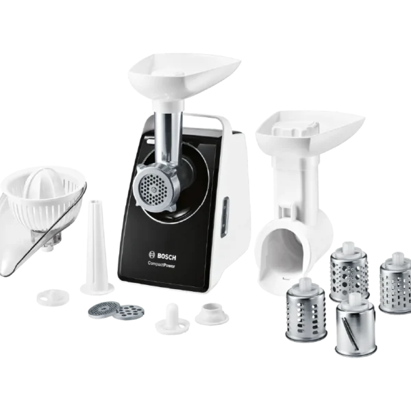 Bosch Compact Power Meat Grinder, 1800 Watt, White/Black - MFW3850B