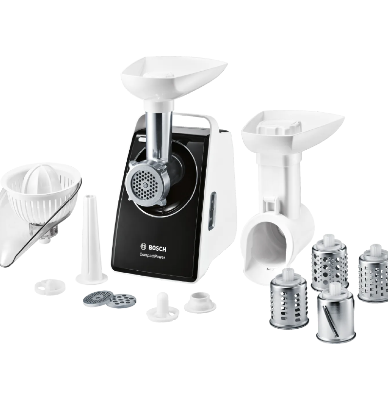 MFW3850B-07 Bosch Compact Power Meat Grinder, 1800 Watt, White/Black - MFW3850B - Image 1