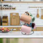 الاندلس طقم كافيه الوان بحامل استالس تيل  MG187 متعدد الالوان