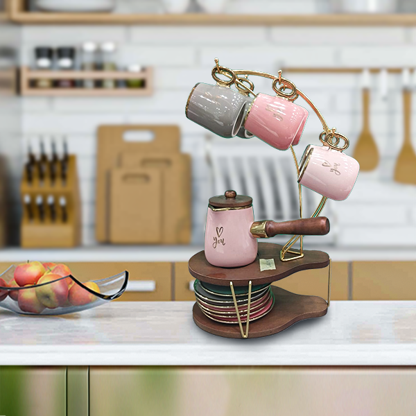 Al-Andalus Coffee Set on Stand Al2022-70 COF189 Multicolor