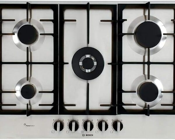Bosch 75cm Gas Hob, 5 Burners, Full Safety, Stainless Steel, Series 6 – PCQ7A5B90