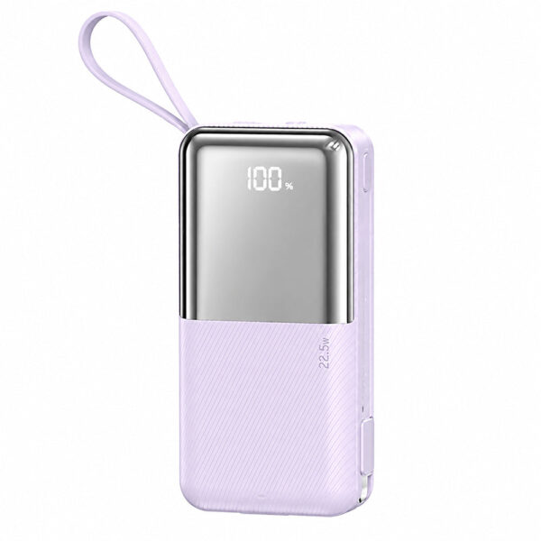 Remax Power Bank USB + Type-C 20W + 22.5W 10000mAh Fast Charging, 2 Built-in Cables RPP-678