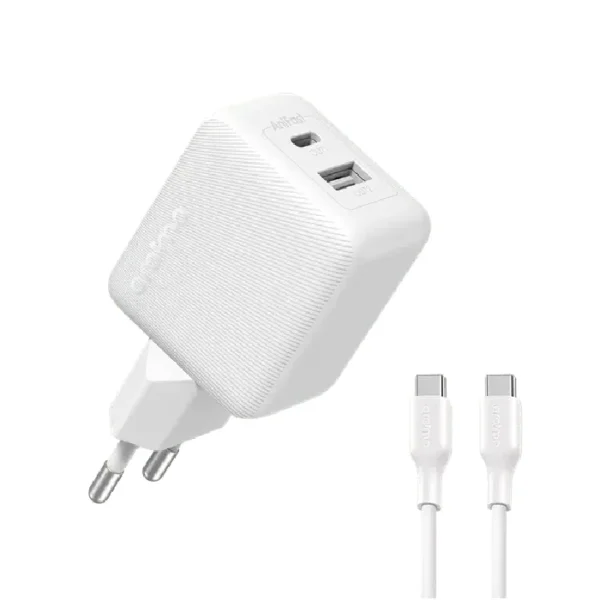 Oraimo PowerCube 201 20W Dual Port Wall Charger with Fast Type-C to Type-C Cable – Model OCW-5203ECC – White